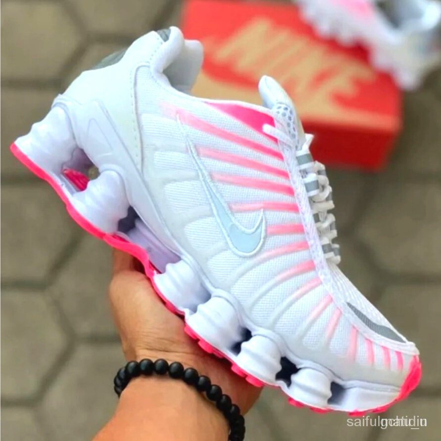 Kae T Nis Nike Shox Molas Preto Rosa Branco Rosa Camale O Feminino Pronta Entrega A Qn