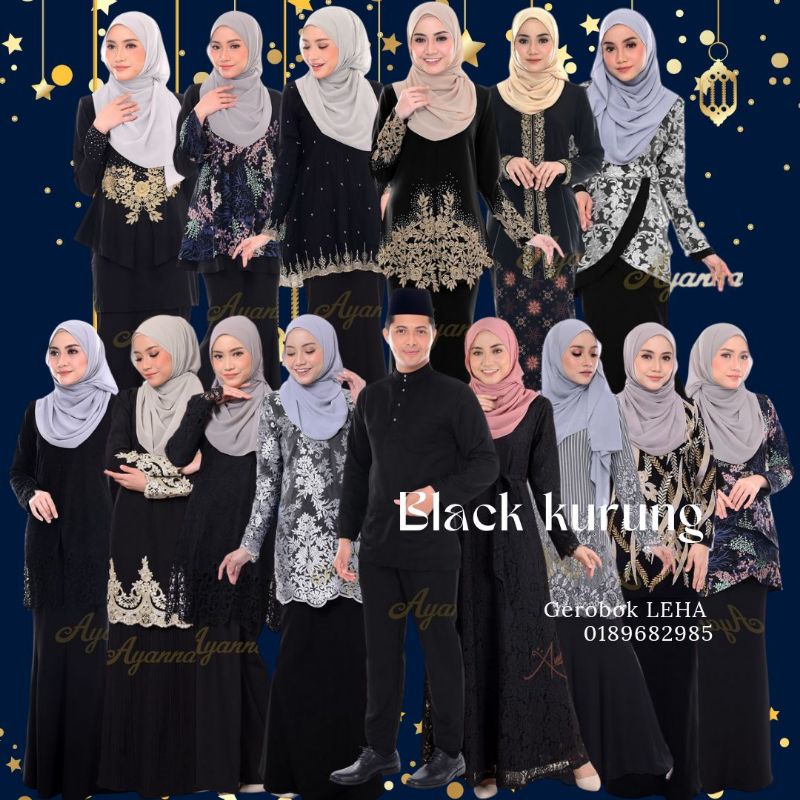 BAJU KURUNG HITAM / BAJU RAYA HITAM / BAJU KURUNG BLACK / BAJU RAYA ...