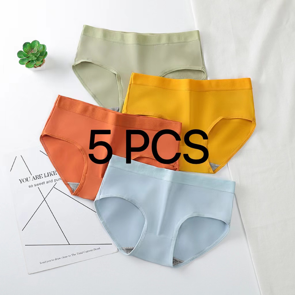 Underwear 5 Pcs Middle Waist Women Briefs Plus Size L Xxl Soft Breathable Comfy Underwear Seluar 7896