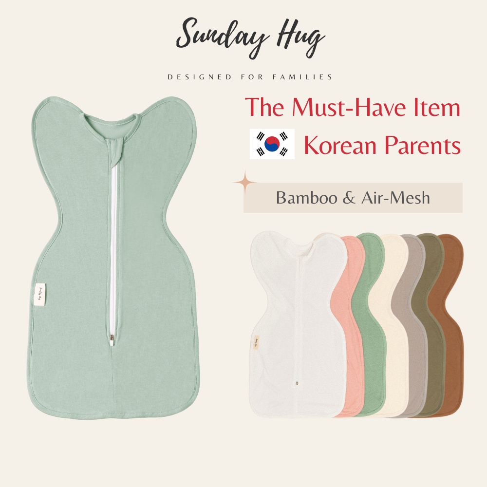 Sunday Hug Swaddle Newborn (Bamboo & AirMesh Swaddle ZipUP for Moro