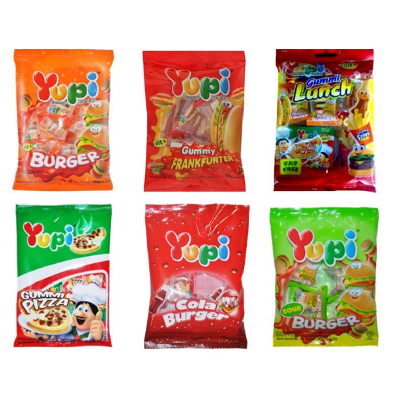 YUPI GUMMY CANDY (BURGER 90G / GUMMI LUNCH 69.5G /GUMMI FRANKFURTER 90G ...