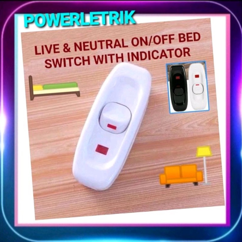 AC 250V 10A INLINE CORD ON/OFF SWITCH FOR (TABLE LAMP DESK LAMP) BED