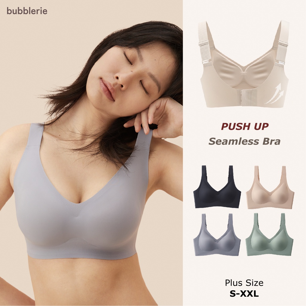 🇲🇾[SXXL] Bubblerie Seamless Wireless Latex Push Up Sport Bra Women No