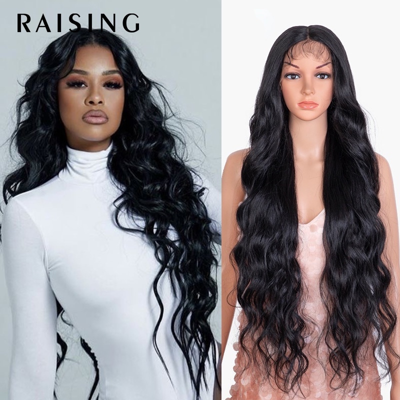 Raising Synthetic Lace Front Wigs For Black Women Super Long Body Wavy