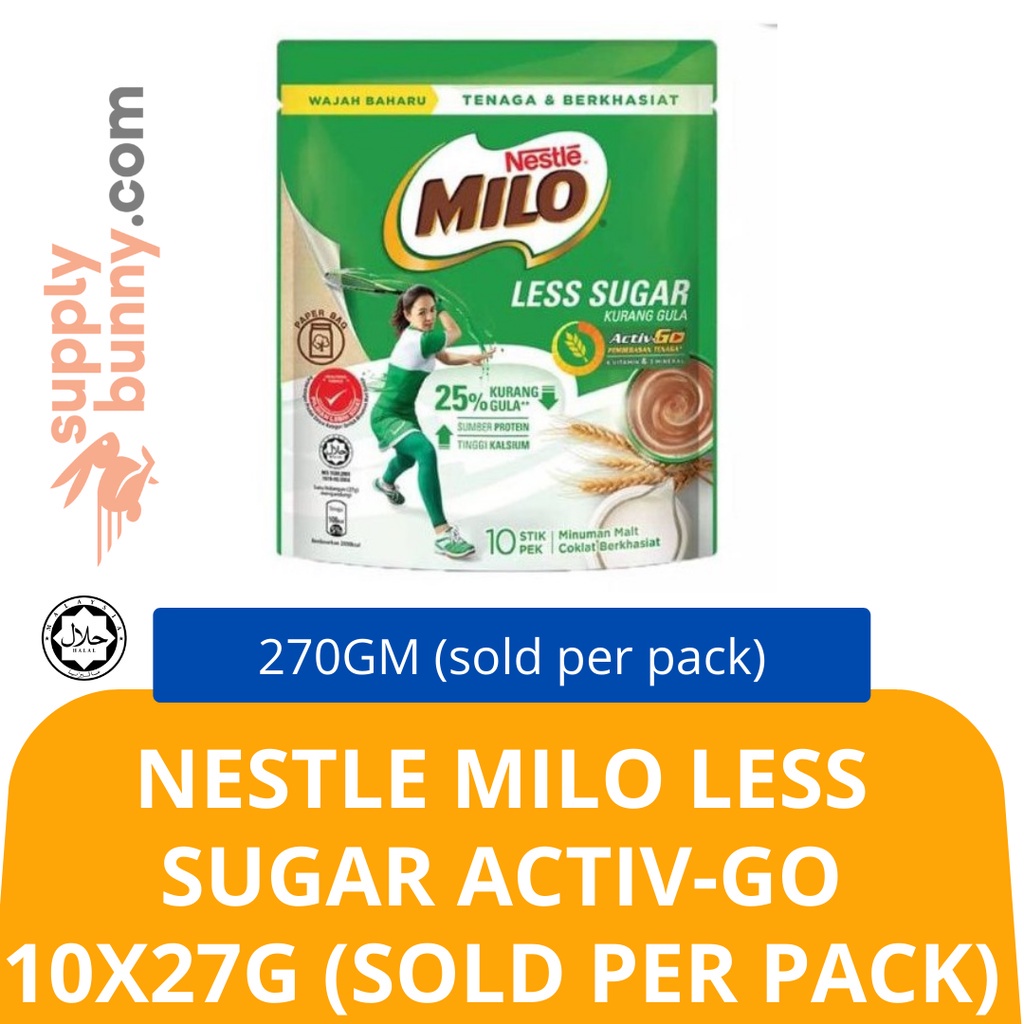 Nestle Milo Less Sugar ActivGo 10X27G (sold per pack) Halal Shopee Malaysia