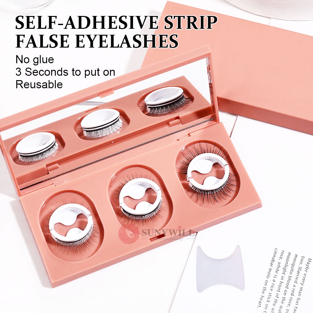 3 Pairs Selfadhesive Eye Lashes No Glue Required Resuable 3D Mink Hair