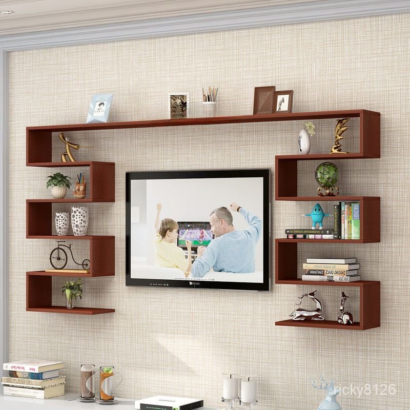 Hanging Wood strip TV Cabinet Concept Kabinet TV Tergantung Lekat Di ...