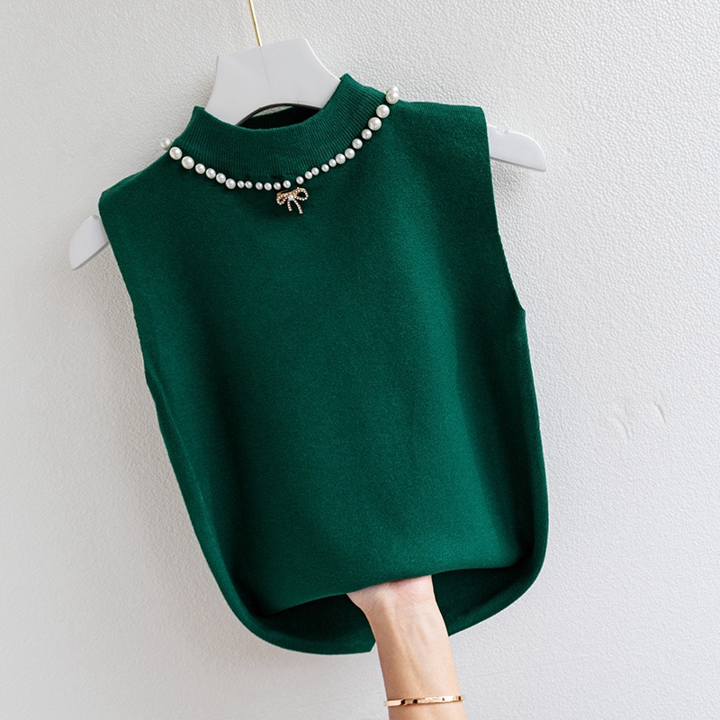 Mid-Neck Vest Ladies Knitwear Sling Inner Bottoming Shirt Top | Shopee ...