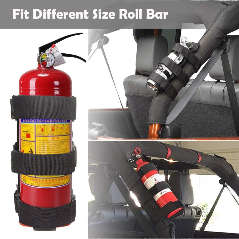 Car Roll Bar Fire Extinguisher Holder Adjustable Mount Stand Strap for