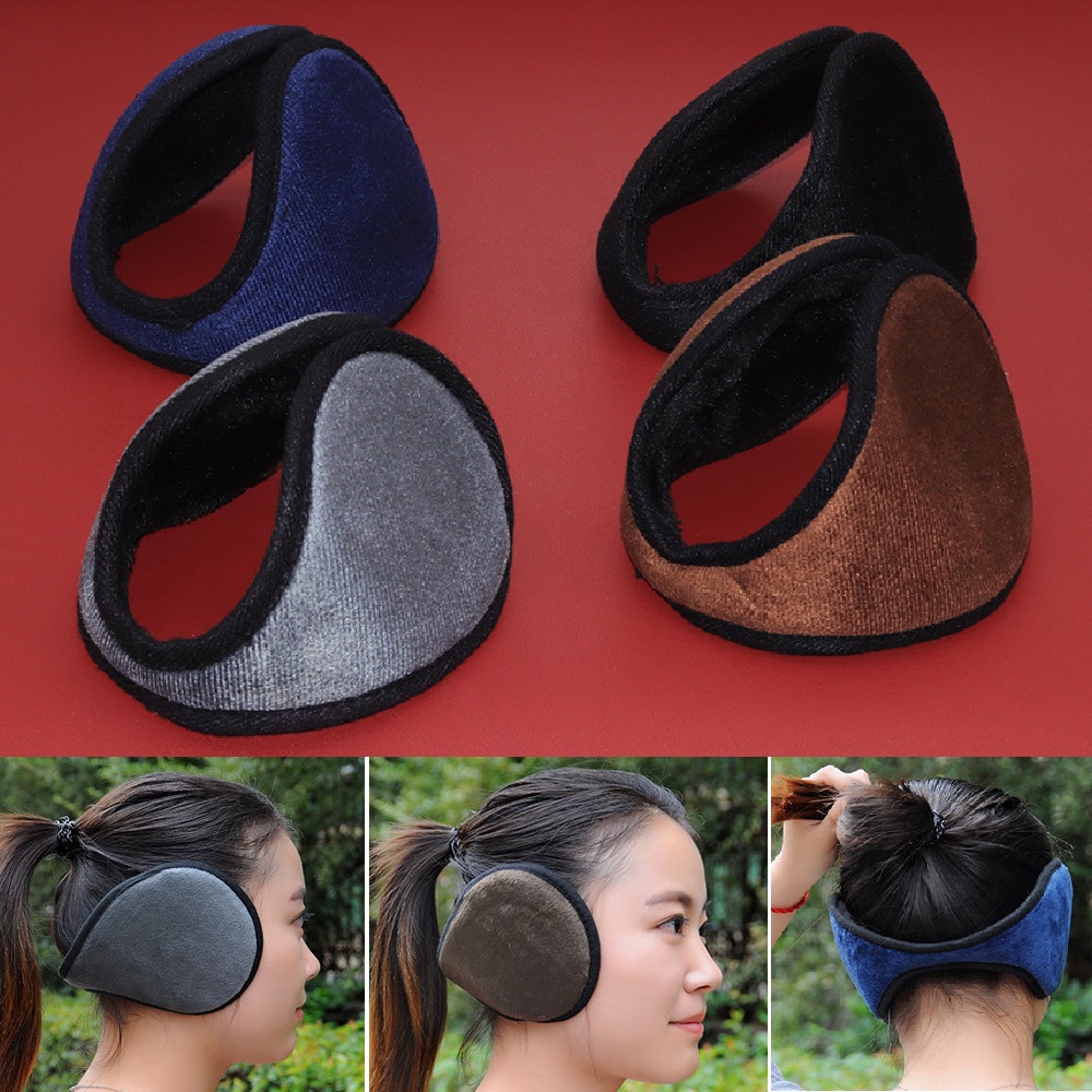 JEAZEA Black Gray Coffee Navy Unisex Winter Earmuffs Soft Thicken Plush