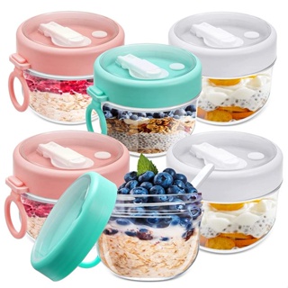 Breakfast Oatmeal Cereal Nut Yogurt Salad Cup Seal Container Set with Fork  Sauce Cup Lid Bento Tuppers Food Taper Bowl Lunch Box