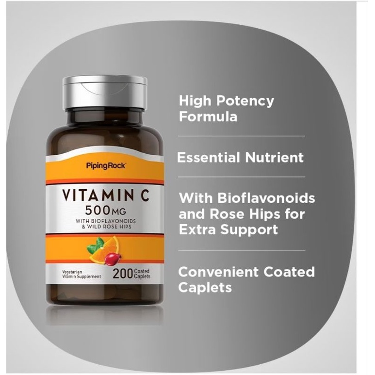 Vitamin C 500mg 200 Tablets with Bioflavonoids & Rose Hips Laboratory