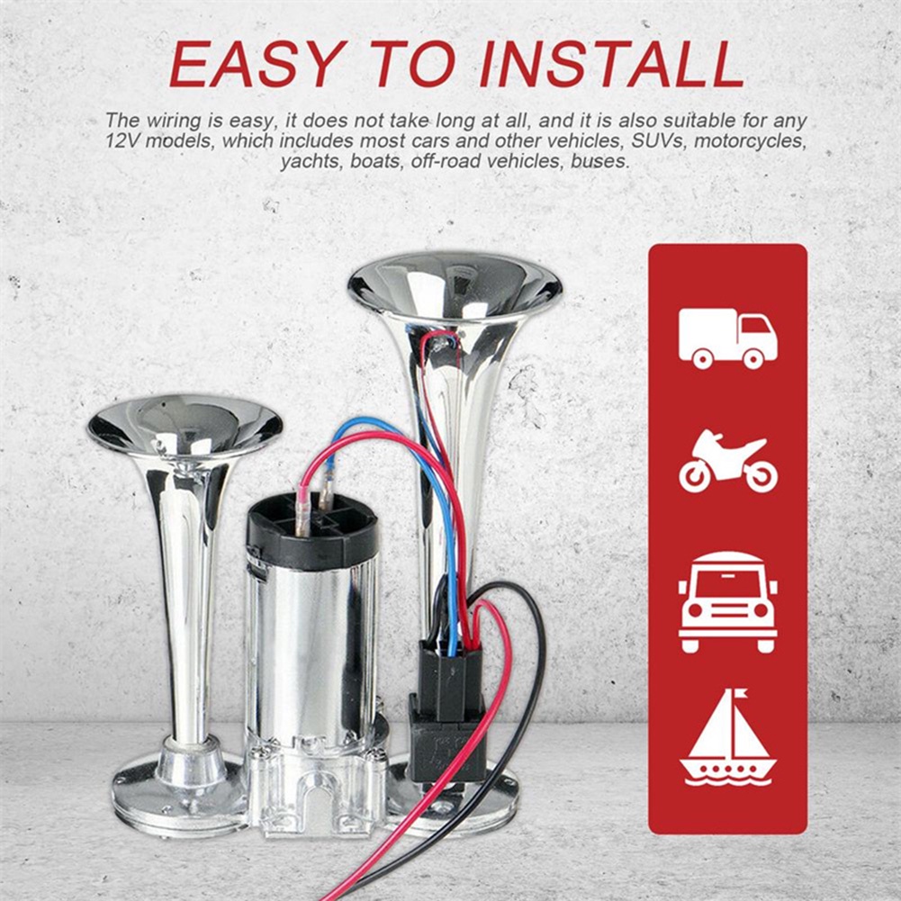 Universal Dual Trumpets 600dB Electric Air Compressor Horn for Car ...