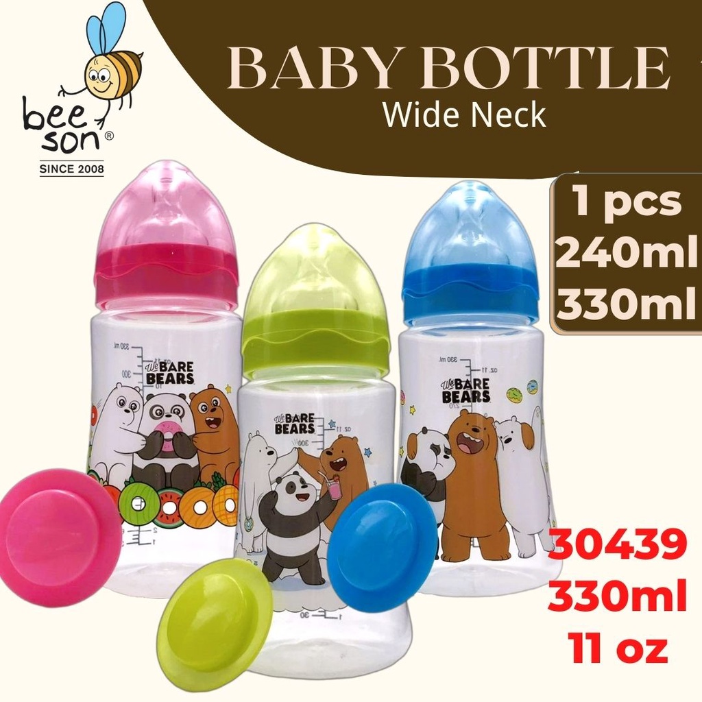 Beeson X We Bare Bears 330ml Wide Neck Milk Feeding Bottle 30430 ...