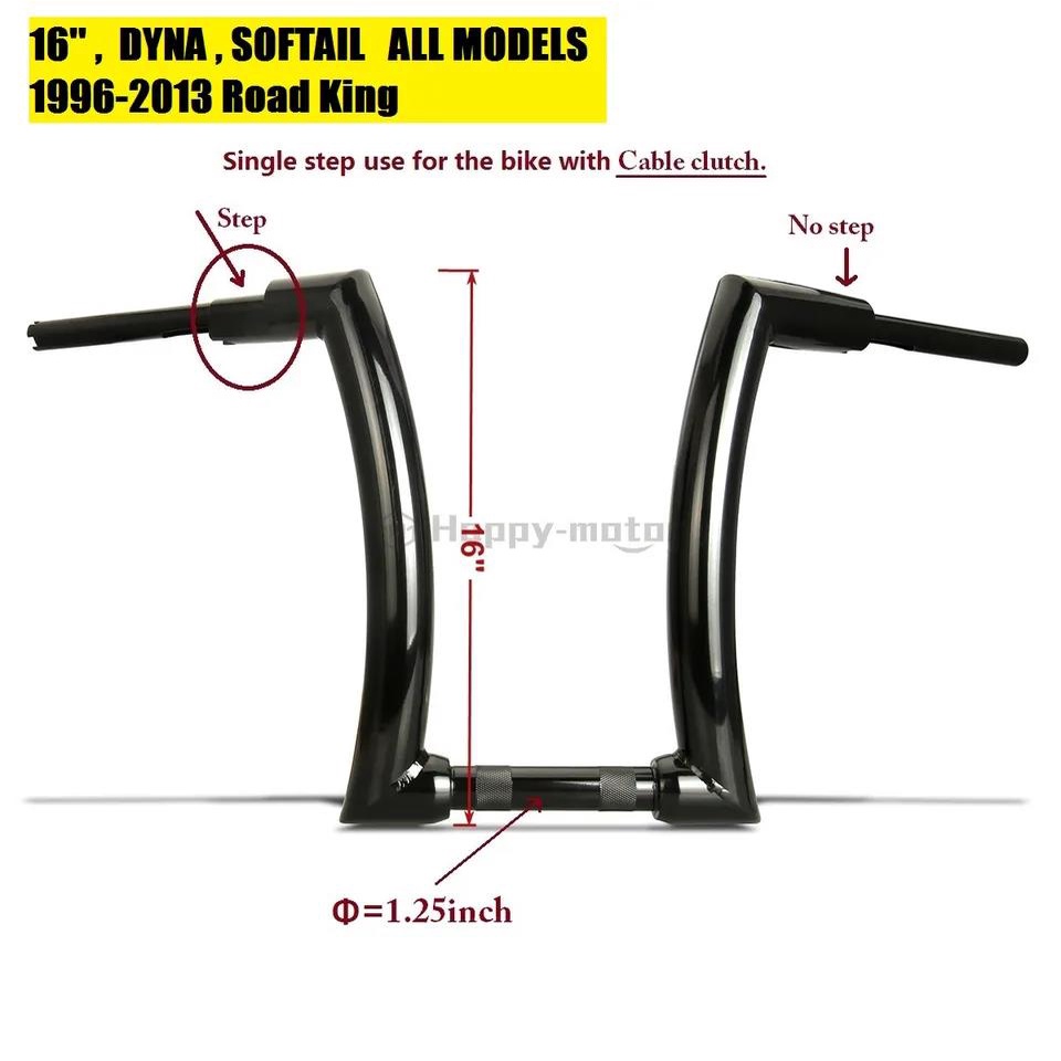 Motorcycle 16" Bar Handlebars for Harley Dyna Softail Breakout heritage