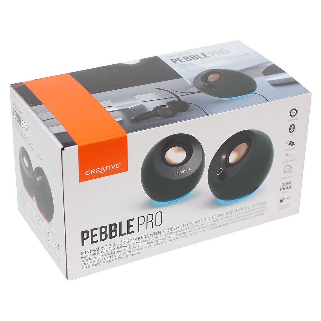Creative Pebble Pro Minimalist 2.0 USB-C Speakers - Bluetooth 5.3, RGB ...
