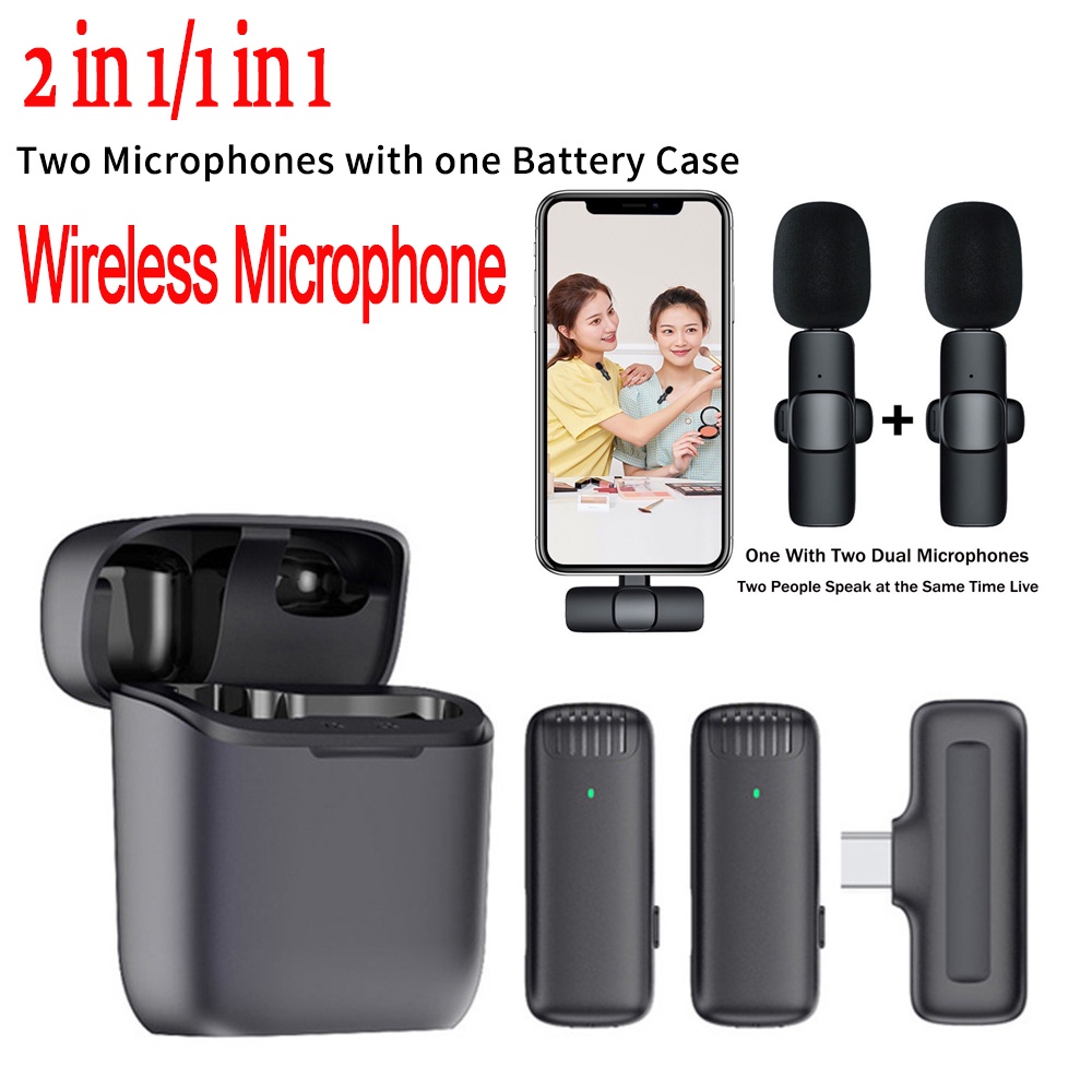 Portable 2 in 1 Wireless Lavalier Microphone Type C Audio Video Recording  Mic For iPhone Android Live Game Mobile Phone | Shopee Malaysia