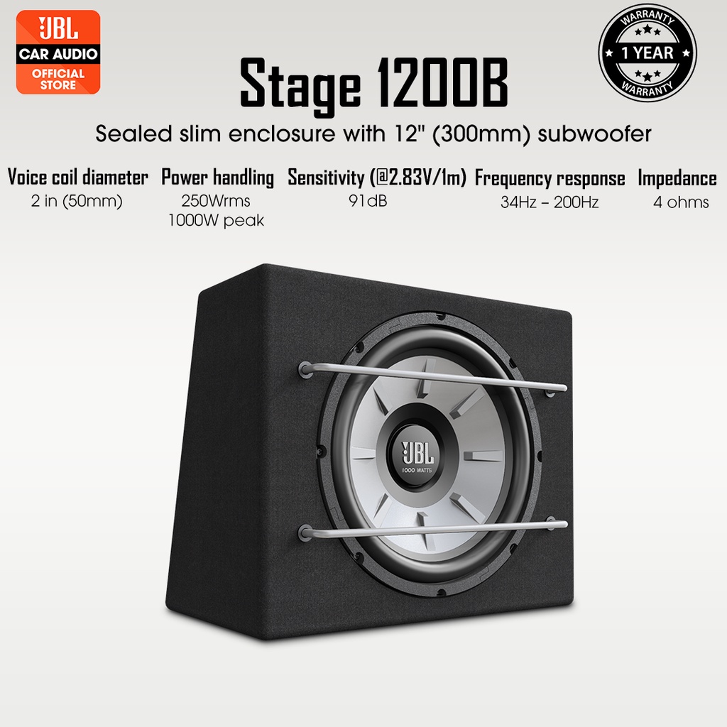 JBL Stage 1200B Sealed Slim Enclosure with Subwoofer (12"/300mm