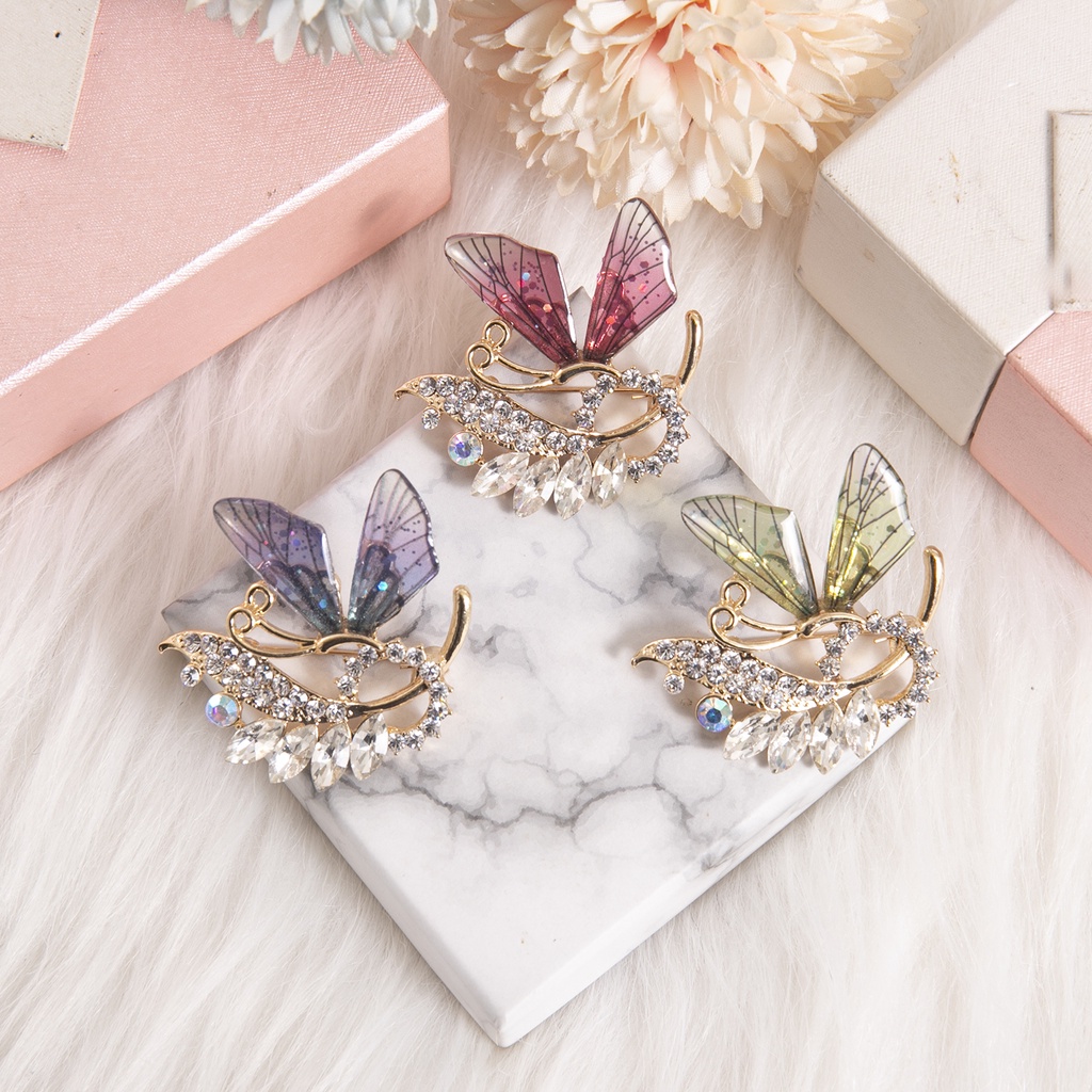 Korean fashion butterfly brick crystal exquisite design brooch in stock ZM 170B Shopee Malaysia