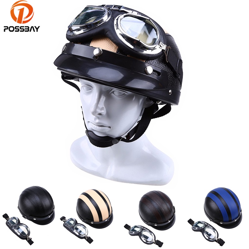 Vintage Motorcycle Helmet Motors Moto Leather Capacete Casco Casque ...