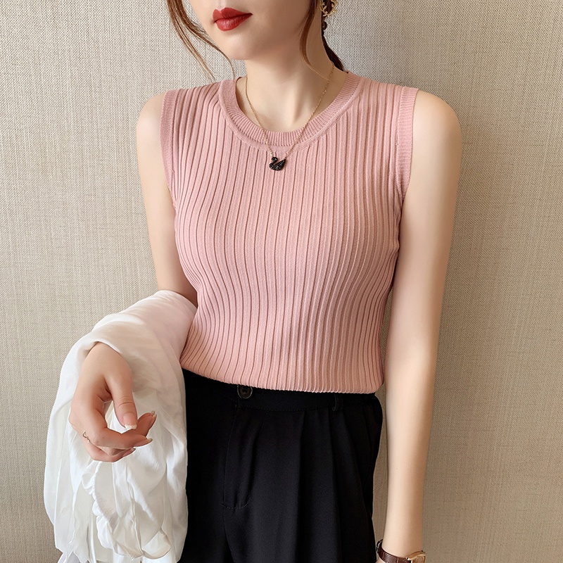 K Knitwear Vest Inner Bottoming Shirt Sling Sleeveless Top Shopee Malaysia 8768