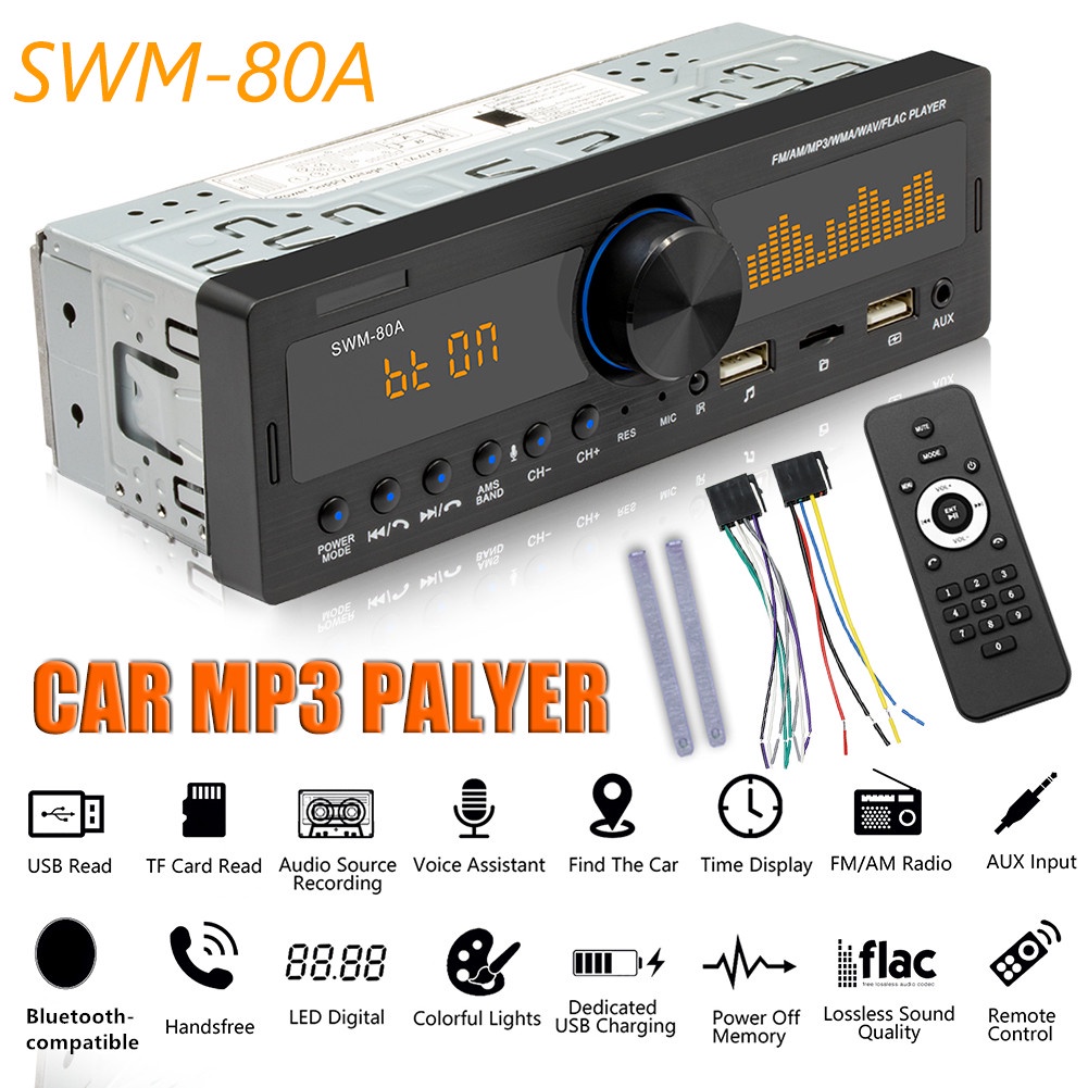 SWM 80A 1 DIN Car Radio Dual Screen Car MP3 Player USB/FM/TF/AUX Stereo