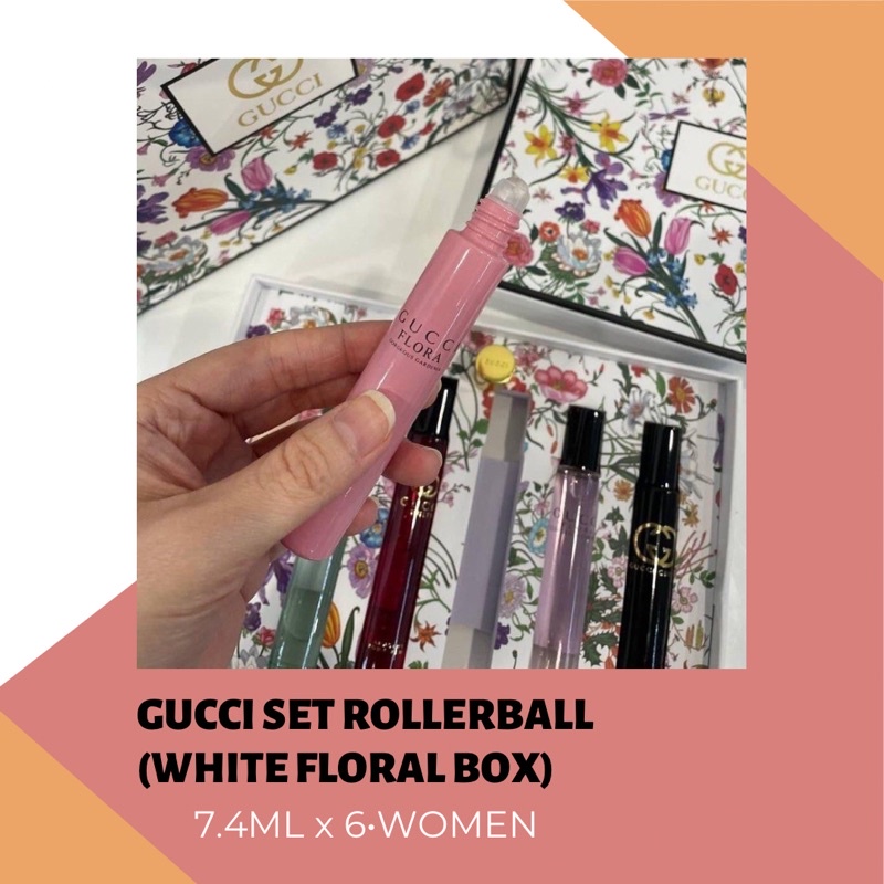 PERFUME AUTHENTIC / ORIGINAL GUCCI SET ROLLERBALL (WHITE FLORAL BOX