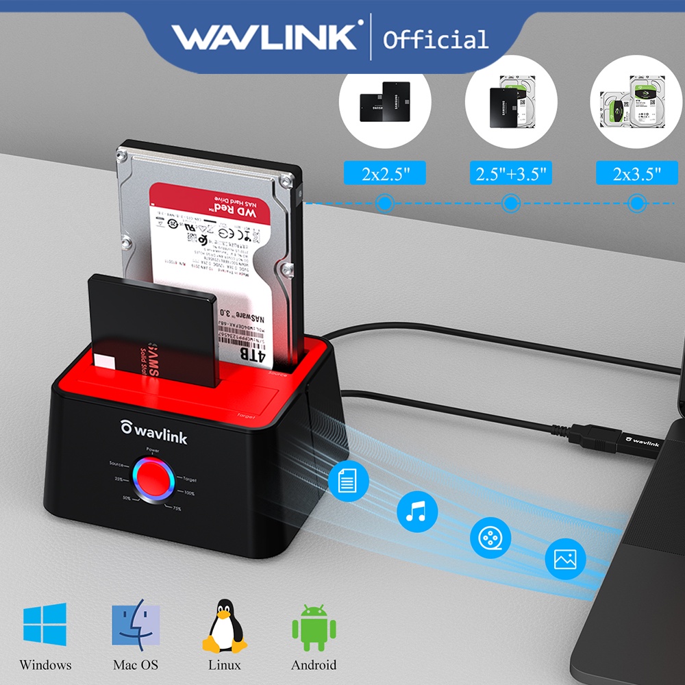 [2x16TB] Wavlink Dual Bay Hard Drive Docking Station USB 3.0 to SATA I