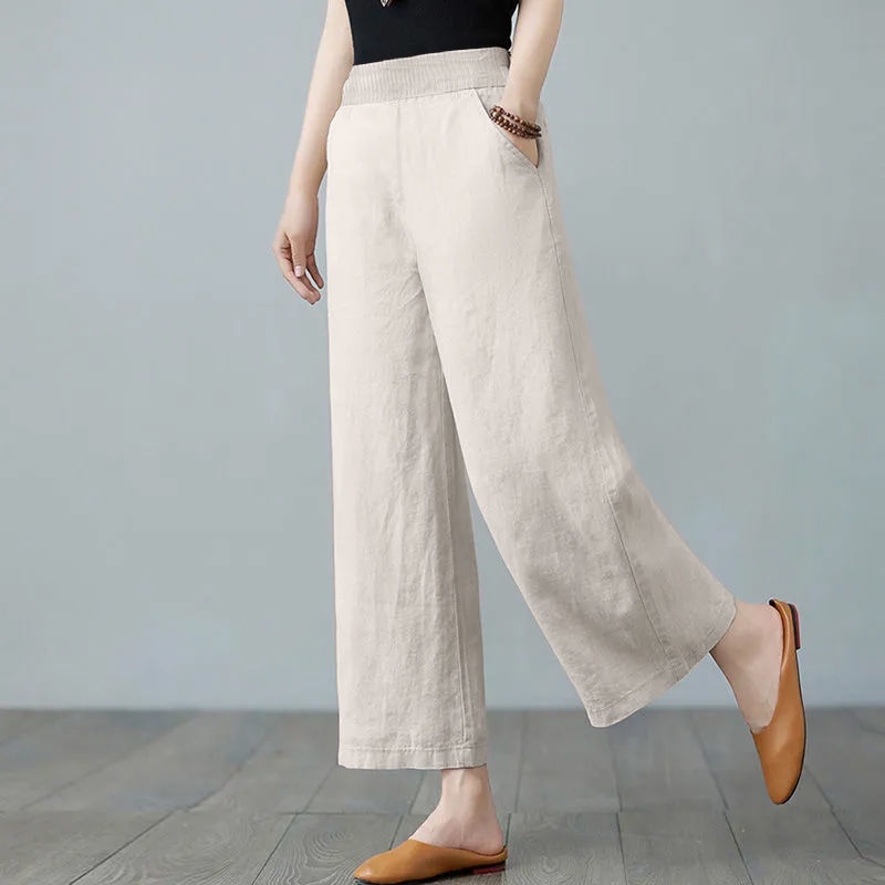 Fancysters Women Wide Leg Linen Pants, High Waisted Summer Casual Cotton  Linen Palazzo Pants with Pockets White at  Women's Clothing store