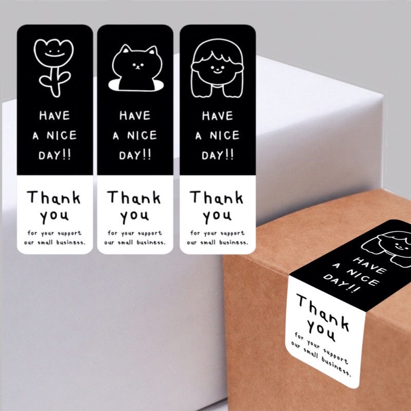 90 Pcs/Pack Black And White Cute Long Style 3*9cm Thank You For ...