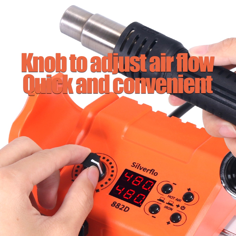 Silverflo 8586D-II 750W Soldering & Hot Air Rework Station - 2-in-1 Kit With Stand