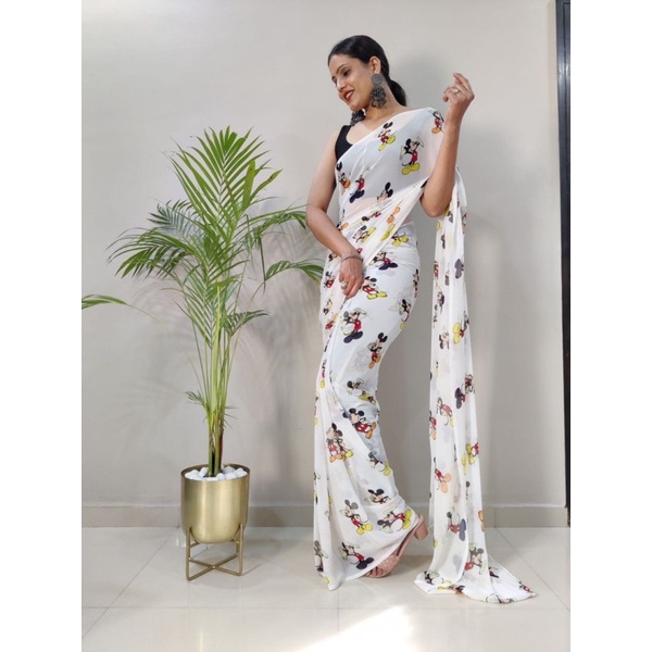 MICKEY MOUSE SAREE ( S until 2xl Can Wear ) | Shopee Malaysia