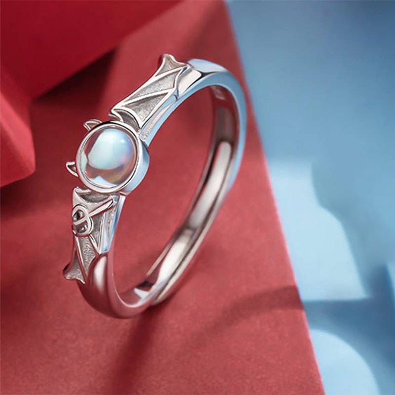 Angel And Devil Couple Ring Black And White Pair Open Ring Retro