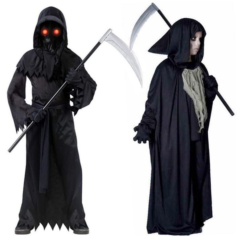 Cosplay-Halloween black death cloak faceless male cos dress up sickle ...