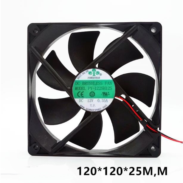 Brand New POWERYEAR PY-1225H12S 12V 0.35A 12CM 12025 Cooling Fan 2 ...