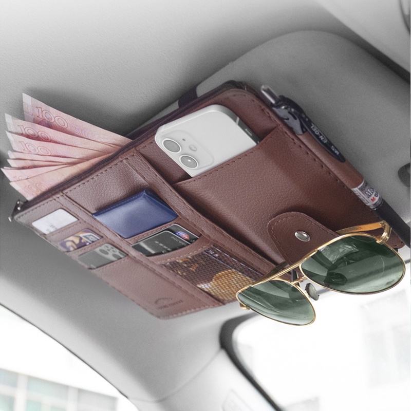 Car Visor Organizer Auto Sunshade Storage Bag Multifunctional Car
