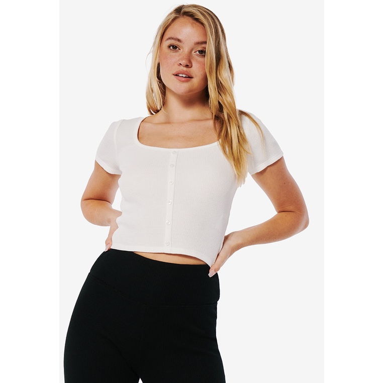 Hollister button front clearance crop top