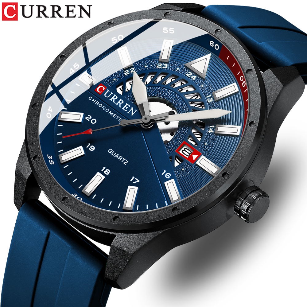 CURREN Men Watches Sports Waterproof Watch Auto Date Display Multifunction  Silica Gel Men's Watch 8421