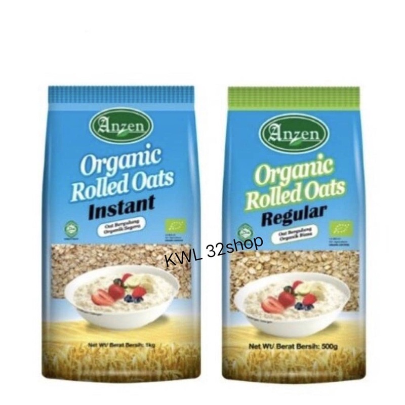 Anzen Organic Rolled Oats Regular / Instant (500g and 1kg) Shopee
