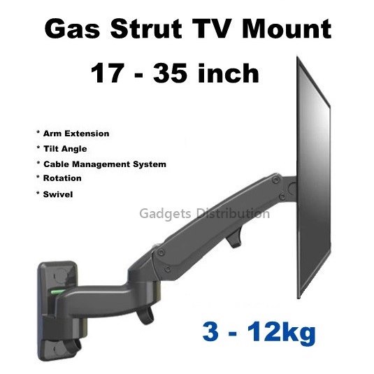 312kg 17 to 35 Inch Gas Strut TV Wall Bracket Holder Mount 2863.1