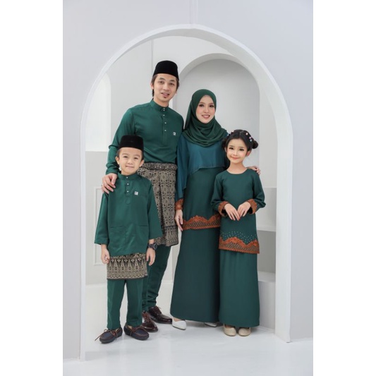 EMERALD GREEN BAJU KURUNG MODEN FAMILY SEDONDON | Shopee Malaysia