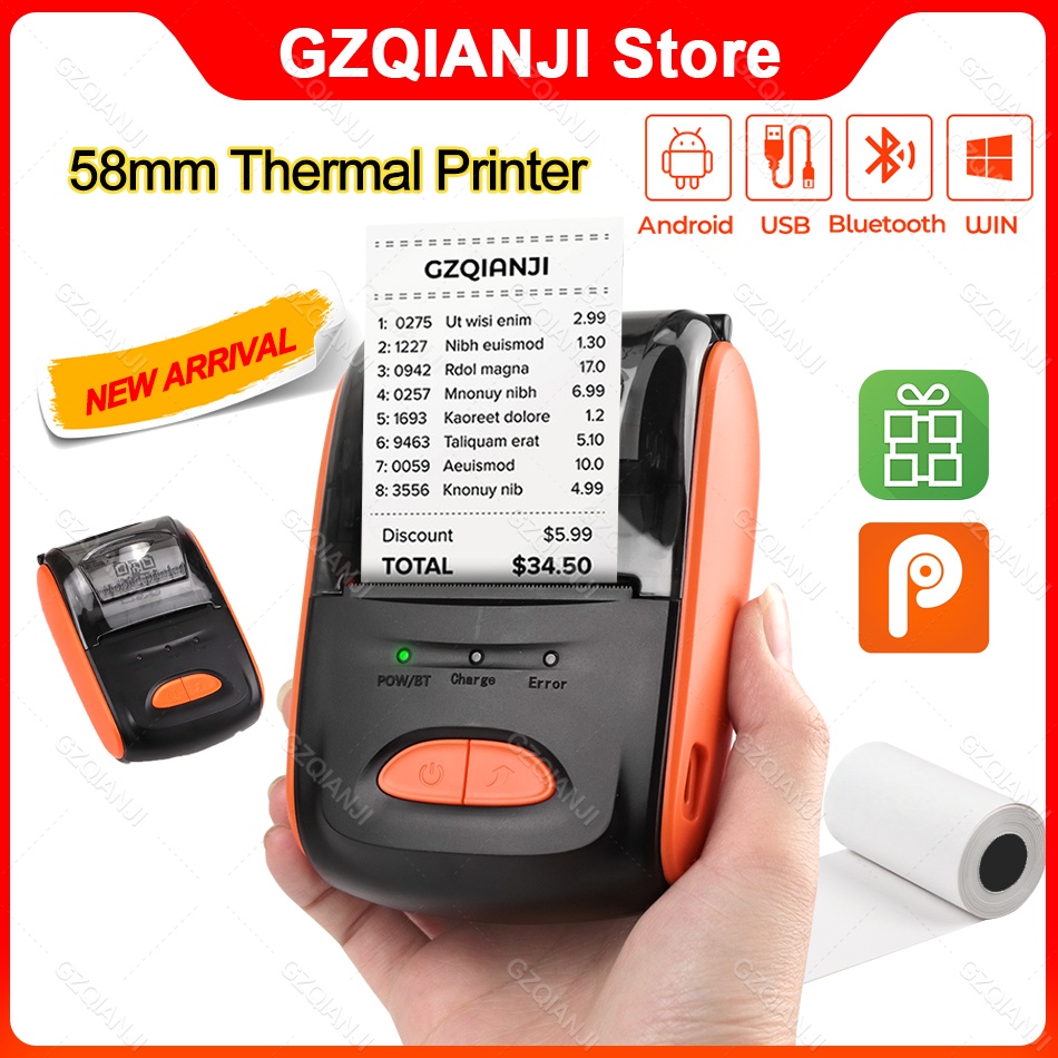 Portable Mini Thermal Printer Bluetooth 58mm Android POS System for ...