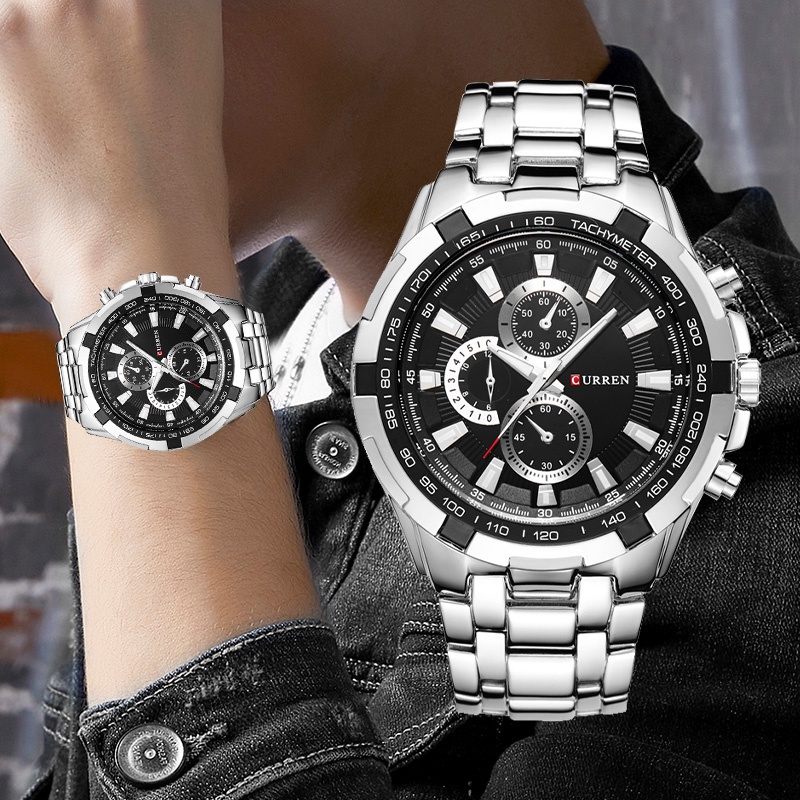 CURREN Jam Lelaki Men's Waterproof Luxury Business Style Watch Fashion  Stainless Steel 100% Original Watches