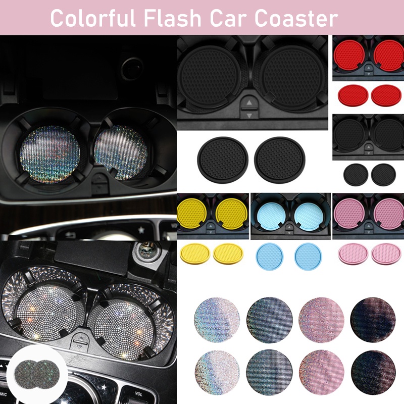 Car Colorful Flash Car Coaster Pink Crystal Bling Girls Interior ...