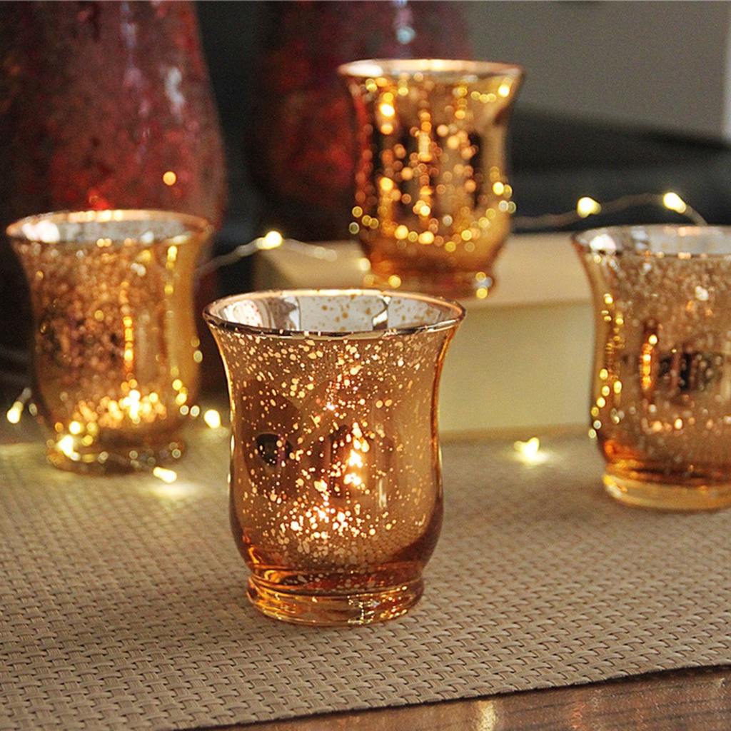 [simpleloveMY] meriglare Speckled Gold Tea Light Candle Holders Set of