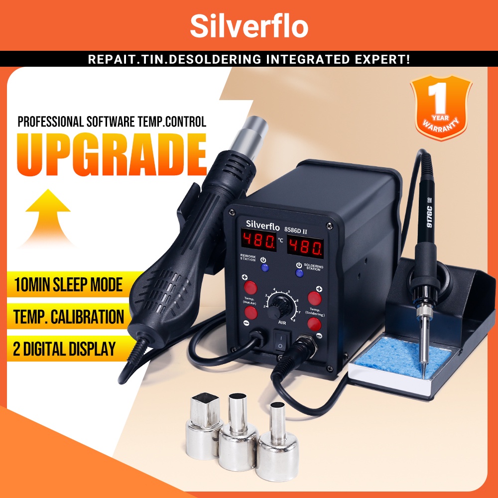 Silverflo 8586DII 2 in 1 750W Hot Air Desolder Rework Soldering