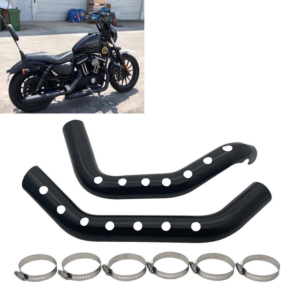 Black Exhaust Pipe Heat Shield Protective Cover Guard For Harley