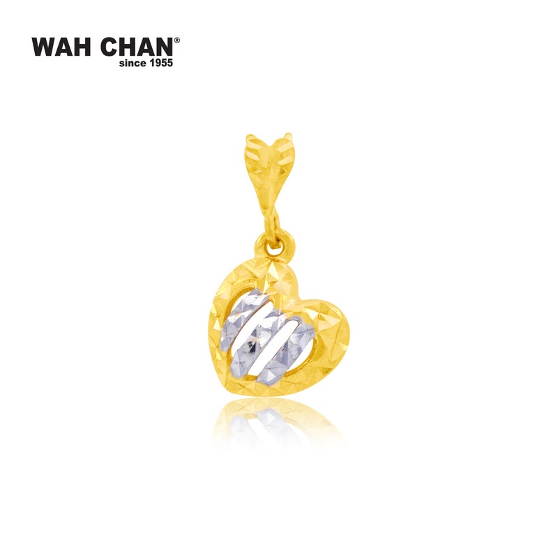 WAH CHAN 916 Gold Pendant with White Gold Plating Love Design Shopee Malaysia