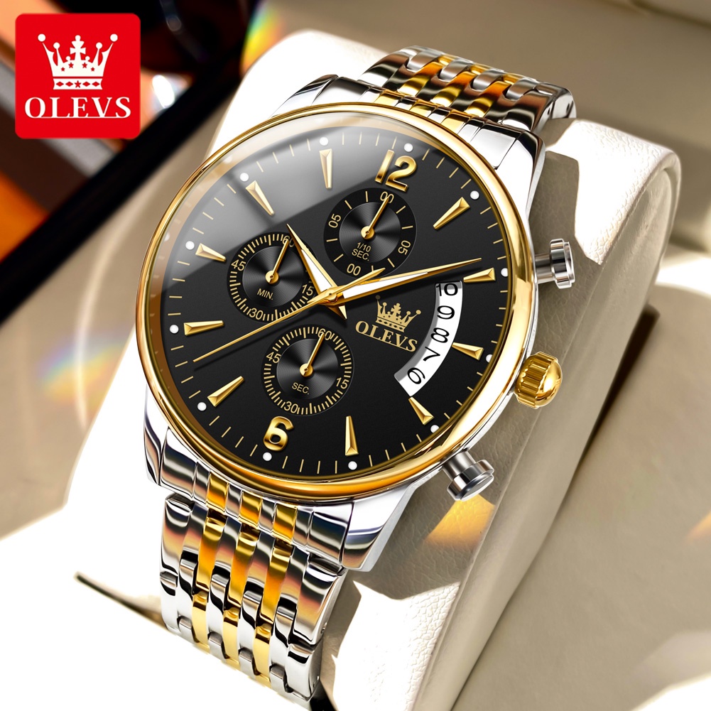 OLEVS Jam Tangan Lelaki Waterproof Original Watch Men Luminous ...