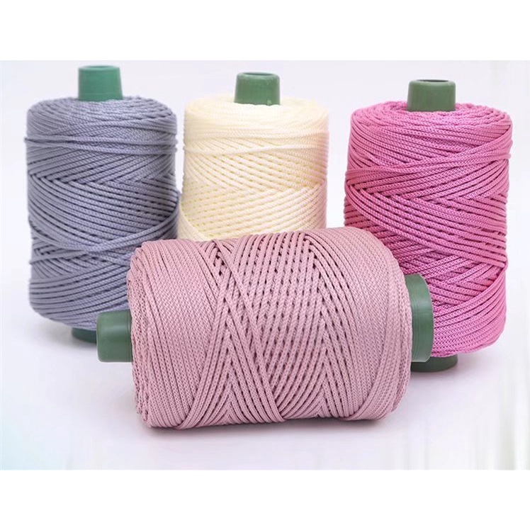 (Free Needle) Benang kait 3mm Rolled Crochet Nylon Shiny Yarn Ice PP ...